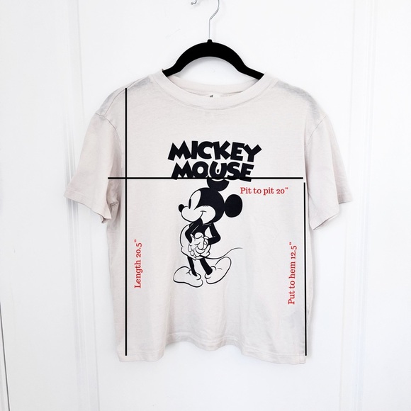 🤍Disney Mickey Mouse Unisex Boxy Oversized T-Shirt Off White Size S - Picture 7 of 7